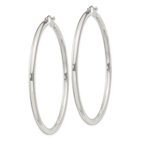 Sterling Silver Hoop Earrings, Classic Round Lightweight Design, High Polish Finish