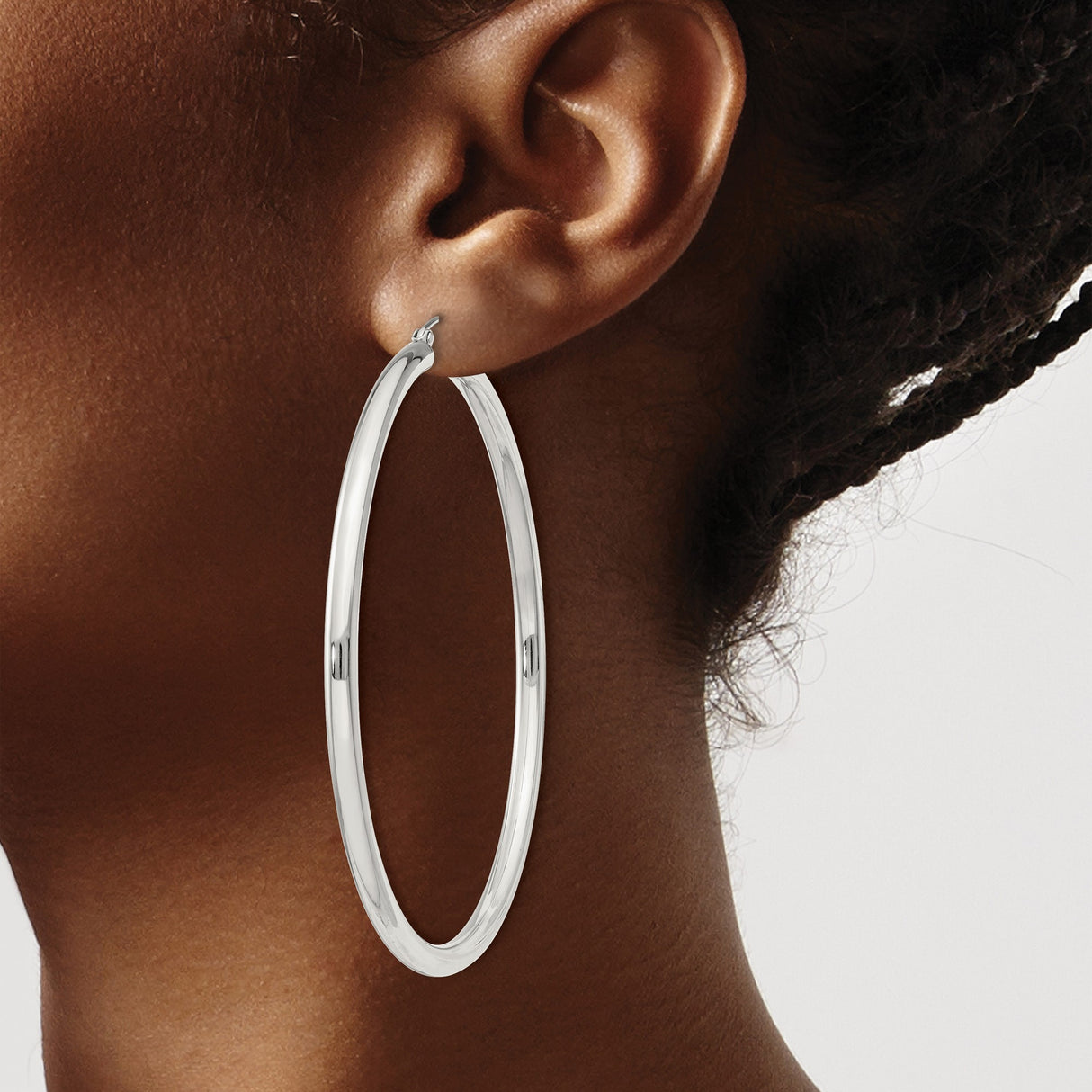 Sterling Silver Hoop Earrings, Classic Round Lightweight Design, High Polish Finish
