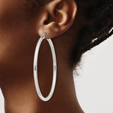 Sterling Silver Hoop Earrings, Classic Round Lightweight Design, High Polish Finish