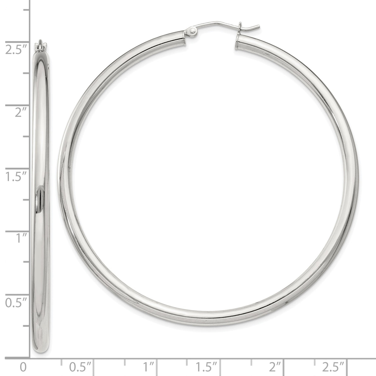 Sterling Silver Hoop Earrings, Classic Round Lightweight Design, High Polish Finish