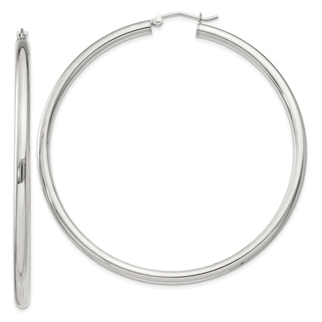 Sterling Silver Hoop Earrings, Classic Round Lightweight Design, High Polish Finish
