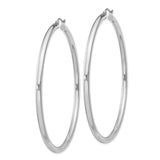 Sterling Silver Hoop Earrings, Large Polished Tube Design, Lightweight Modern Style for Women