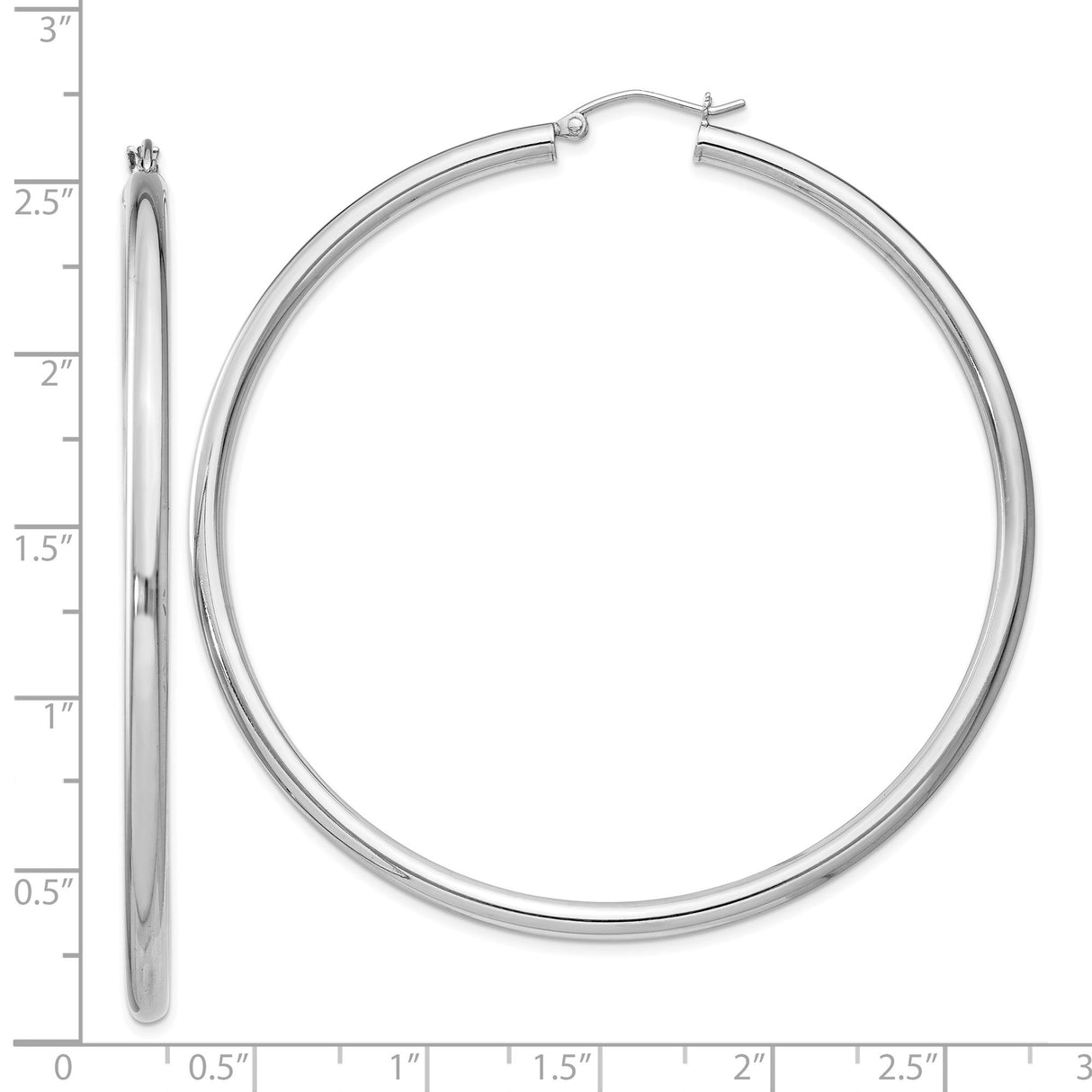 Sterling Silver Hoop Earrings, Large Polished Tube Design, Lightweight Modern Style for Women