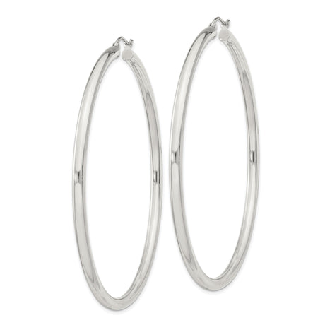 Sterling Silver Hoop Earrings, Large Polished Minimalist Design for Women