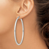 Sterling Silver Hoop Earrings, Large Polished Minimalist Design for Women