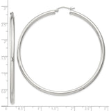 Sterling Silver Hoop Earrings, Large Polished Minimalist Design for Women