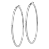 Sterling Silver Hoop Earrings, Large Round Tube with Polished Finish, Minimalist Modern Style