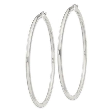 Sterling Silver Hoop Earrings, Large Round Design with Polished Finish, Lightweight and Minimalist Style