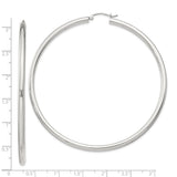 Sterling Silver Hoop Earrings, Large Round Design with Polished Finish, Lightweight and Minimalist Style