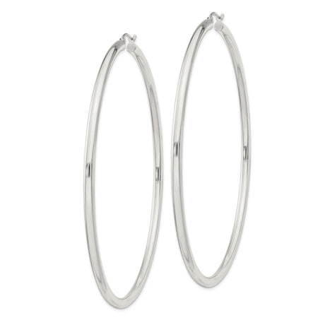 Sterling Silver Hoop Earrings, Large Round Polished Hoops, Minimalist Classic Design for Women