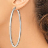 Sterling Silver Hoop Earrings, Large Round Polished Hoops, Minimalist Classic Design for Women
