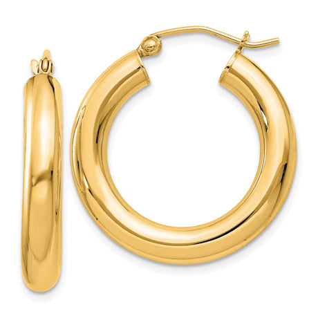 Sterling Silver Hoop Earrings with Polished Gold-Tone Finish and Latch Back Closure