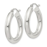 Sterling Silver Hoop Earrings, Classic Medium Round Lightweight Design for Women