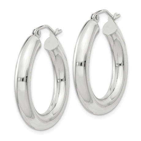 Sterling Silver Hoop Earrings, Classic Medium Round Lightweight Design for Women