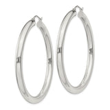 Sterling Silver Hoop Earrings, Medium to Large Round Polished Hoops, Minimalist Modern Style