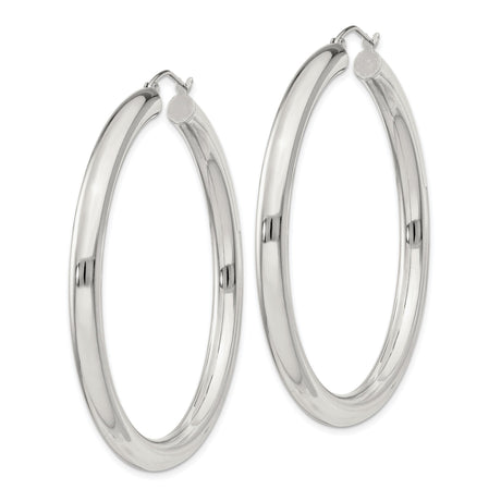 Sterling Silver Hoop Earrings, Medium to Large Round Polished Hoops, Minimalist Modern Style