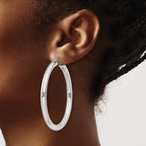 Sterling Silver Hoop Earrings, Medium to Large Round Polished Hoops, Minimalist Modern Style