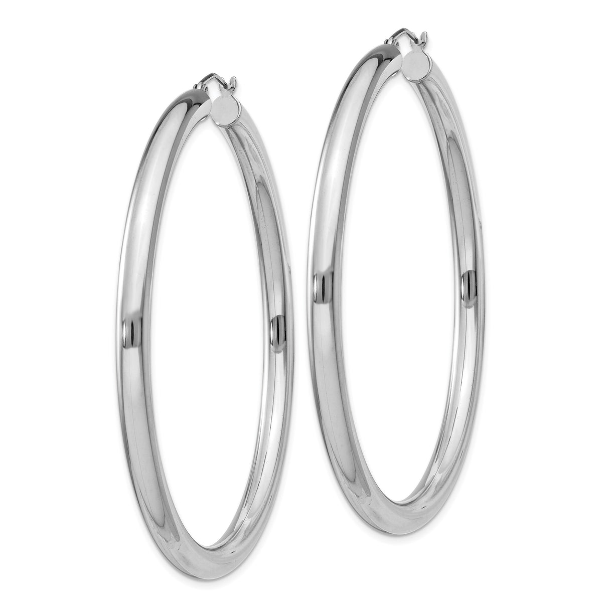 Sterling Silver Large Tube Hoop Earrings, Smooth Polished Finish, Classic Round Design