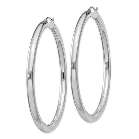 Sterling Silver Large Tube Hoop Earrings, Smooth Polished Finish, Classic Round Design