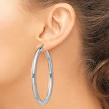 Sterling Silver Large Tube Hoop Earrings, Smooth Polished Finish, Classic Round Design