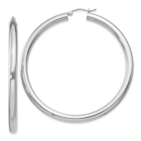 Sterling Silver Large Tube Hoop Earrings, Smooth Polished Finish, Classic Round Design