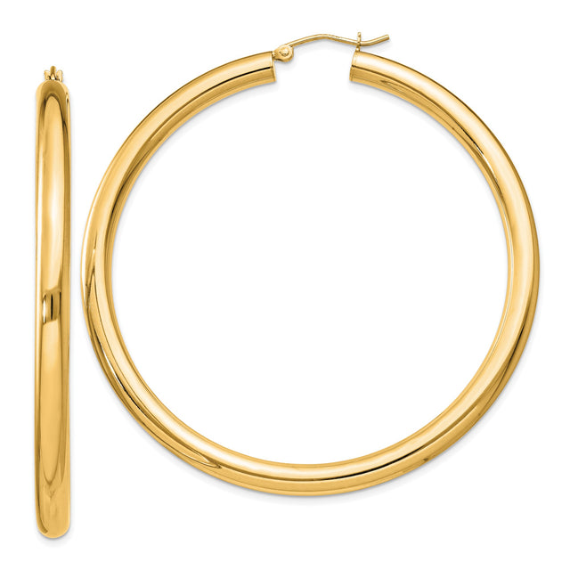 Sterling Silver Hoop Earrings, Gold Plated Medium Round Tube Design, High Polish Finish