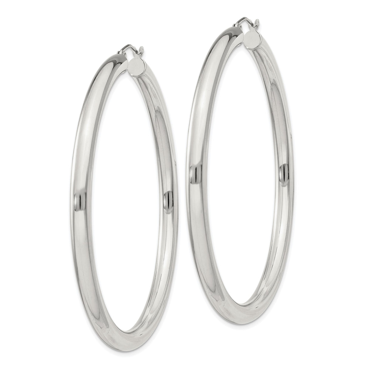 Sterling Silver Hoop Earrings, Classic Rounded Tube Design, High Polish Minimalist Style