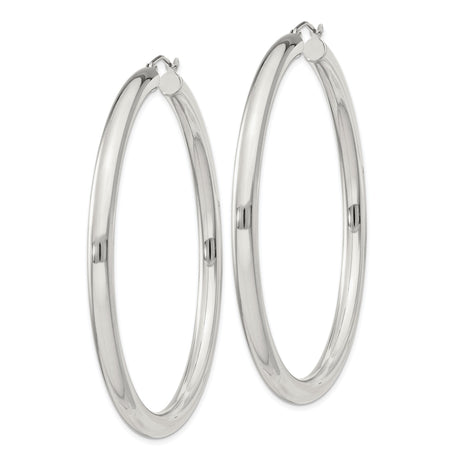 Sterling Silver Hoop Earrings, Classic Rounded Tube Design, High Polish Minimalist Style