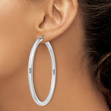 Sterling Silver Hoop Earrings, Large Round Polished Finish, Lightweight Minimalist Design for Women