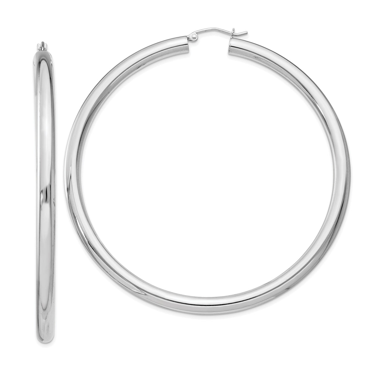 Sterling Silver Hoop Earrings, Lightweight Smooth Polished Medium-Size Minimalist Style