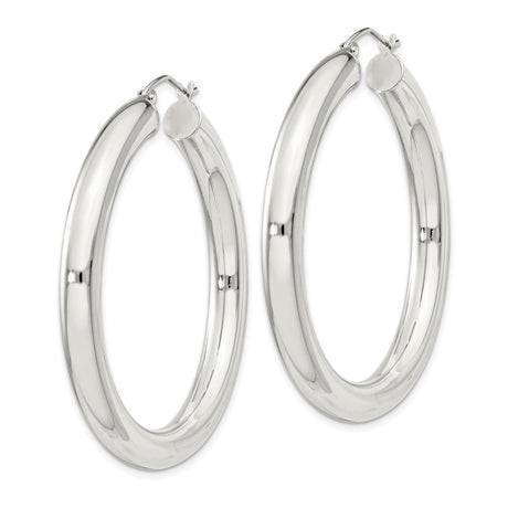 Sterling Silver Hoop Earrings, Classic Polished Round Hoops, Lightweight Minimalist Design