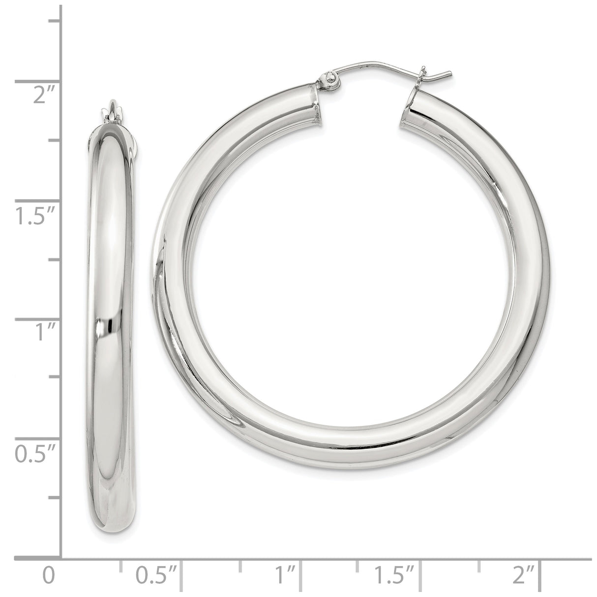Sterling Silver Hoop Earrings, Classic Polished Round Hoops, Lightweight Minimalist Design