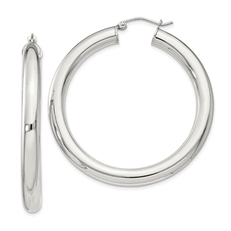 Sterling Silver Hoop Earrings, Classic Polished Round Hoops, Lightweight Minimalist Design