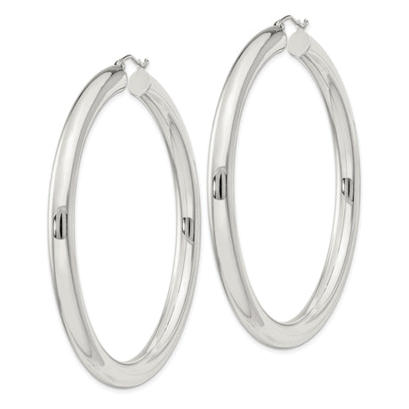 Sterling Silver Hoop Earrings, Medium Polished Round Hoops, Minimalist Modern Style for Women