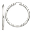 Sterling Silver Hoop Earrings, Medium Polished Round Hoops, Minimalist Modern Style for Women