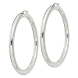 Sterling Silver Hoop Earrings, Large Round Polished Minimalist Design for Women