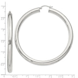 Sterling Silver Hoop Earrings, Large Round Polished Minimalist Design for Women