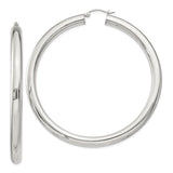 Sterling Silver Hoop Earrings, Large Round Polished Minimalist Design for Women