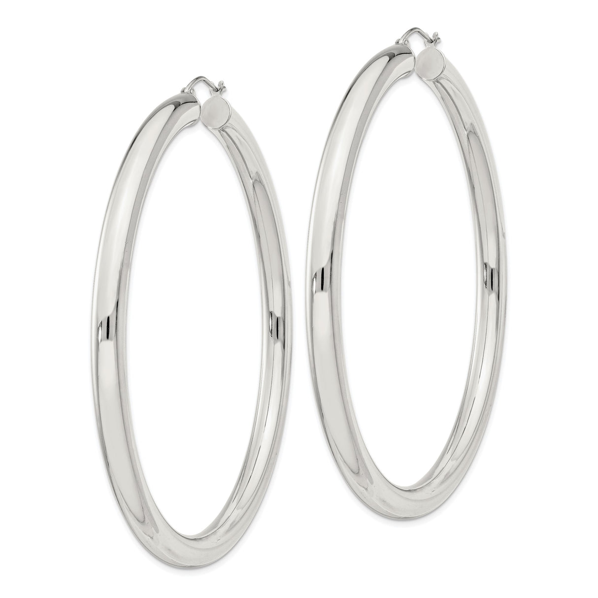 Sterling Silver Hoop Earrings, Classic Round Polished Lightweight Design for Women