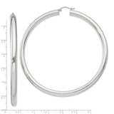 Sterling Silver Hoop Earrings, Large Round Polished Design, Minimalist Modern Style
