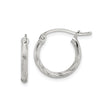 Sterling Silver Twisted Hoop Earrings with Textured Satin Finish and Etched Detailing