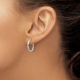 Sterling Silver Hoop Earrings with Twisted Design and Textured Finish, Medium Size