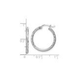 Sterling Silver Hoop Earrings, Twisted Diamond Cut Textured Round Tube Style