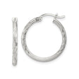 Sterling Silver Twisted Hoop Earrings with Diamond Cut Texture, Polished Finish