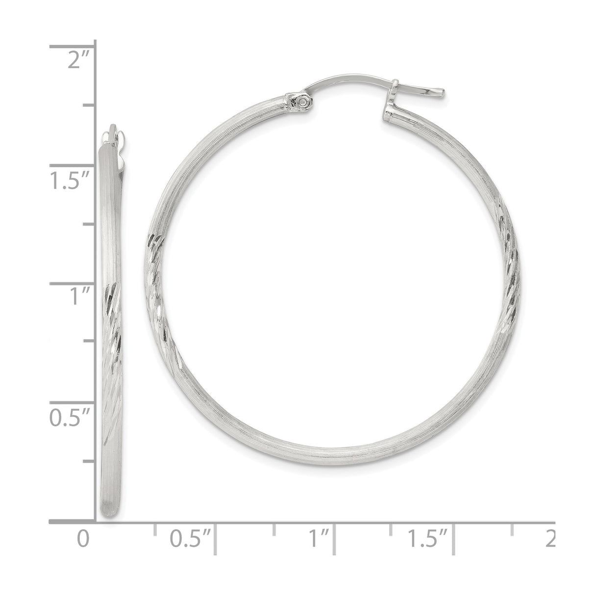 Sterling Silver Hoop Earrings, Large Lightweight Classic Design with Diamond Cut Detailing