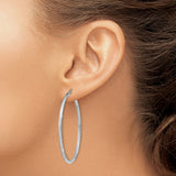 Sterling Silver Hoop Earrings, Textured Diamond Cut Tube, Modern Round Minimalist Design