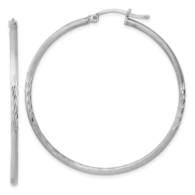 Sterling Silver Hoop Earrings, Textured Diamond Cut Tube, Modern Round Minimalist Design