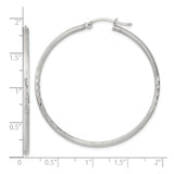 Sterling Silver Hoop Earrings, Large Round Diamond Cut Textured Polished Finish