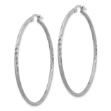 Sterling Silver Hoop Earrings, Diamond Cut Textured Large Tube Design for Women