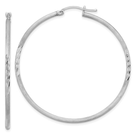 Sterling Silver Hoop Earrings, Diamond Cut Textured Large Tube Design for Women